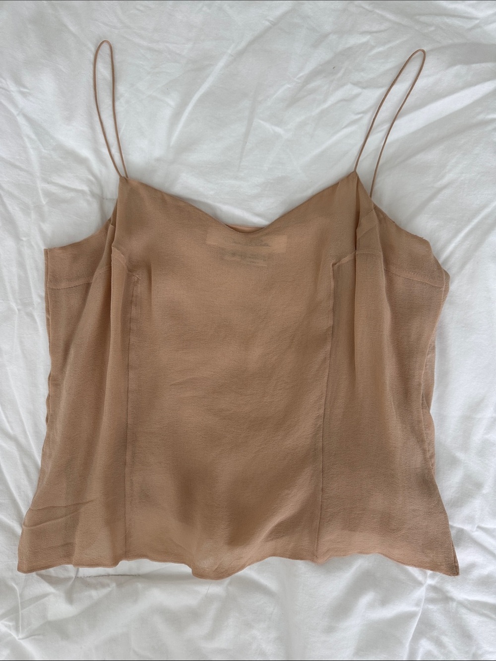 Vintage Oscar de la Renta Nude Beige 100% Silk Camisole with Spaghetti Straps